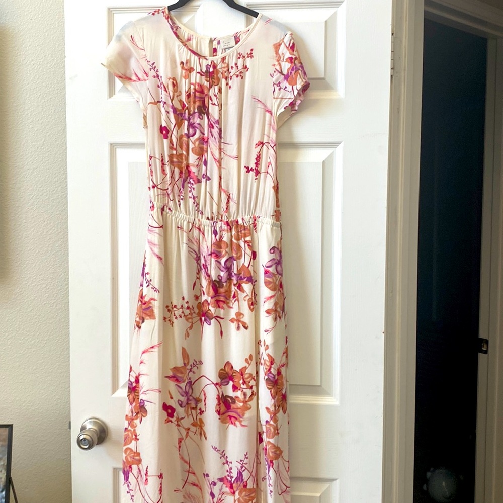 Cream floral midi dress